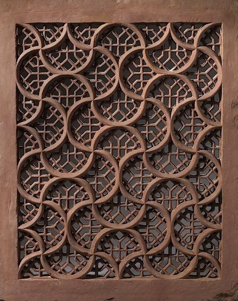 Mughal Red Stone Jalis, India. Tumblr Mughal Jaali Pattern, Mughal Texture, Mughal Patterns, Art Deco Style Interior, Jaali Design, Mughal Art Paintings, India Architecture, Mughal Architecture, Tile Texture