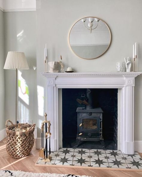 Limestone fireplace surround