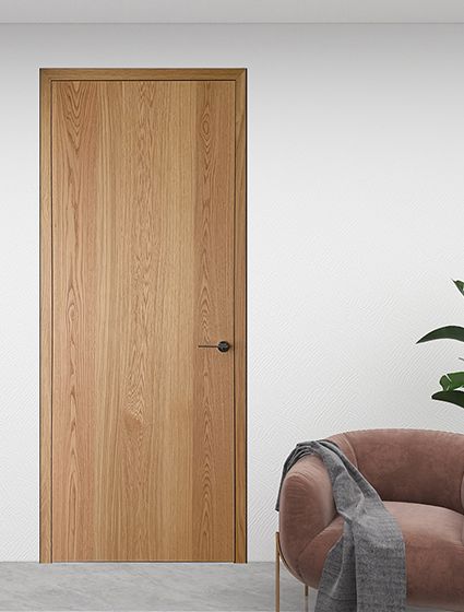 Stain Grade Veneer Flush Door Wood Veneer Door, Wooden Panel Doors Modern, Maple Doors Interior, Flat Panel Wood Interior Doors, Solid Wood Doors Interior, Veneer Door Design Modern, Oak Veneer Doors, Mid Century Interior Doors, Single Panel Door Wood