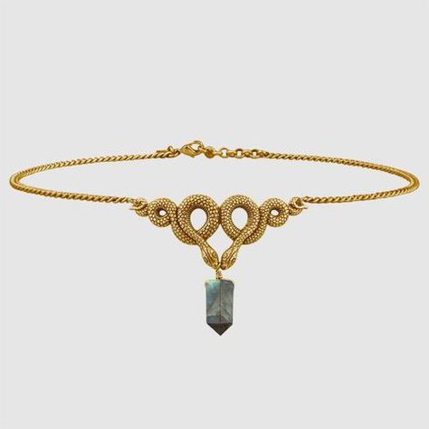 A DARK LURE. Snake & Labradorite Gemstone Chain Choker - Gold Regal Rose, Snake Jewelry, Rose Jewelry, Fantasy Jewelry, Dream Jewelry, Jewelry Inspo, Chain Choker, Pretty Jewellery, Amethyst Gemstone