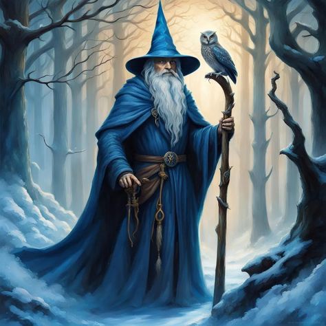 Pallando the Blue - AI Generated Artwork - NightCafe Creator Wizard Tatoos, Wizard Images, Knights Templar Symbols, Blue Wizard, Wizard Costume, Fantasy Wizard, Spiritual Images, Longbow, Fantasy Magic