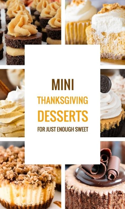 Friendsgiving Dinner Party Dessert, Thanksgiving Desserts Decorative, Mini Angel Food Cake Desserts, Fall Dessert Decorating Ideas, Single Serve Thanksgiving Desserts, Individual Baked Desserts, Thanksgiving Desserts Small Batch, Sweets For Thanksgiving Desserts, Thanksgiving Desserts Finger Food