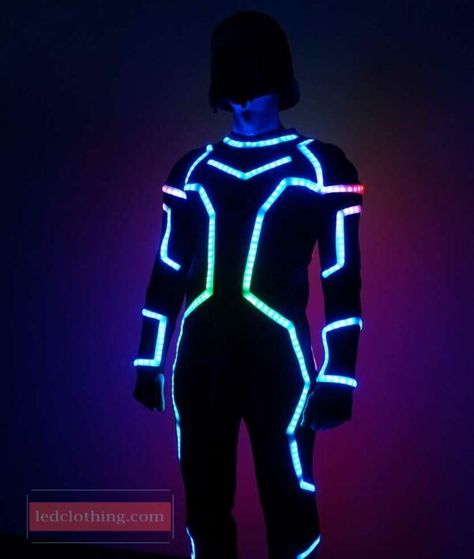 Black Light Costume Ideas, Fringe 2023, Led Cosplay, Led Light Costume, Tron Costume, Cyberpunk Costume, Nature Festival, Abstract Tech, Light Up Clothes