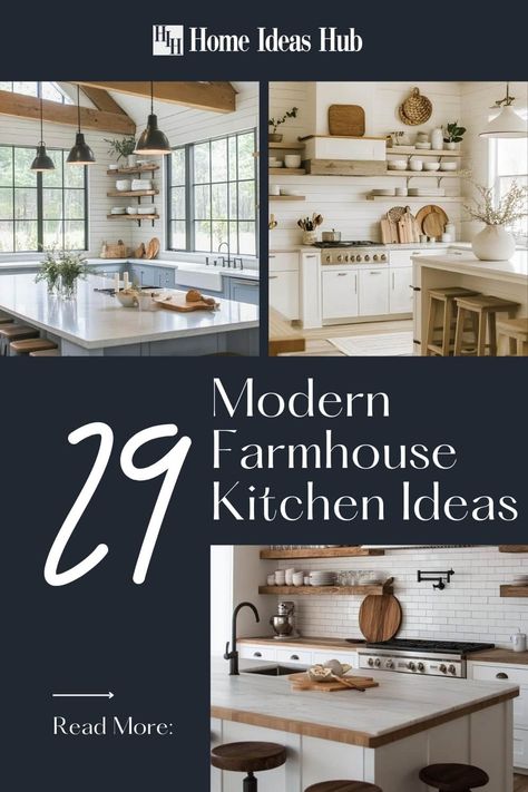 29 Modern Farmhouse Kitchen Ideas for Your Dream Home Farmhouse Chic Kitchen Ideas, Organic Modern Farmhouse Kitchen, Southern Farmhouse Kitchen, Barndominium Ideas Interiors Kitchen, New Kitchen Ideas 2024, Kitchen Ideas Farmhouse Modern, Barn Kitchen Ideas, Hgtv Kitchen Ideas, Transitional Farmhouse Kitchen