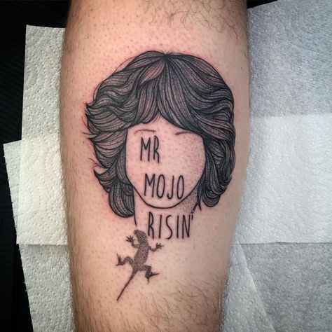 Rob Nolan / Tattoo BOB on Instagram: “The lizard king done the other day on my mate @jamesn_ nice one brooo #mrmojorisin #thelizardking #jimmorrison #jimmorrisontattoo #thedoors…” Jim Morrison Tattoo Ideas, The Doors Tattoo Ideas, Lizard King Tattoo, The Doors Tattoo, Jim Morrison Tattoo, Song Tattoos, Tattoo Practice, Lizard King, King Tattoos