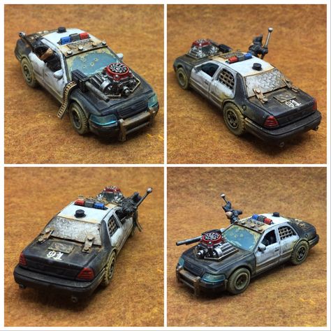 Zombie Apocalypse Vehicle, Zombie Survival Vehicle, Gaslands Cars, Paper Diorama, Car Max, Dark Future, Victoria Police, Ford Crown Victoria, Custom Hot Wheels