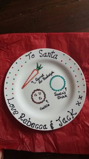 Christmas plate Diy Santa Plate, Santas Cookie Plate Diy, Diy Christmas Plate, Santa Plates, Sharpie Plates, Xmas Plates, Homemade Bubble Solution, Christmas Eve Plate, Cookies For Santa Plate