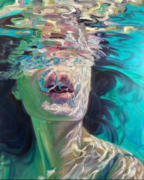 Underwater Portrait Painting, Isabel Emrich, Distortion Art, Ocean Waves Photography, Underwater Portrait, Waves Photography, Trash Art, Instagram Words, Art Terms