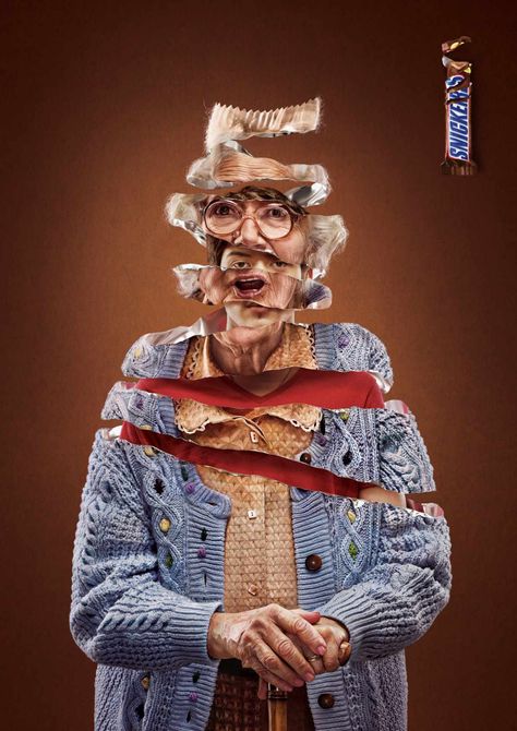 Snickers: Granny | Ads of the World™ Car Print Ads, Clever Advertising, Ad Of The World, 광고 디자인, Creative Advertising Campaign, Publicidad Creativa, Best Ads, Funny Prints, Print Advertising