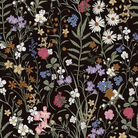 Wildwood Wallpaper, Dark Floral Pattern, Black Floral Wallpaper, Floral Wallpaper Bedroom, Surface Pattern Design Inspiration, Wallpaper For Home, Flower Bedroom, Gothic Wallpaper, Pattern Design Inspiration