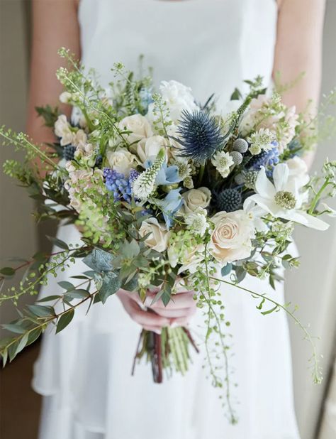 A Guide To Beautiful Wildflower Wedding Decor Ideas | by Bride & Blossom, NYC's Only Luxury Wedding Florist -- Wedding Ideas, Tips and Trends for the Modern, Sophisticated Bride Natural Wedding Flowers, Wildflower Wedding Theme, Wildflower Wedding Bouquet, Paper Rings, Blue Wedding Bouquet, White And Blue Flowers, Blue Wedding Flowers, Fall Wedding Flowers, White Wedding Flowers