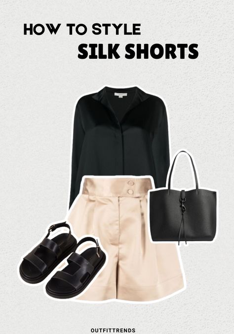 How to Style Silk Shorts? 12 Outfit Ideas Silk Shorts Outfit, Tartan Blouse, Hijab Colors, Latest Summer Fashion, Large Cardigan, Outfit Trends, Silk Shorts, Silk Pants, Plus Size Shorts