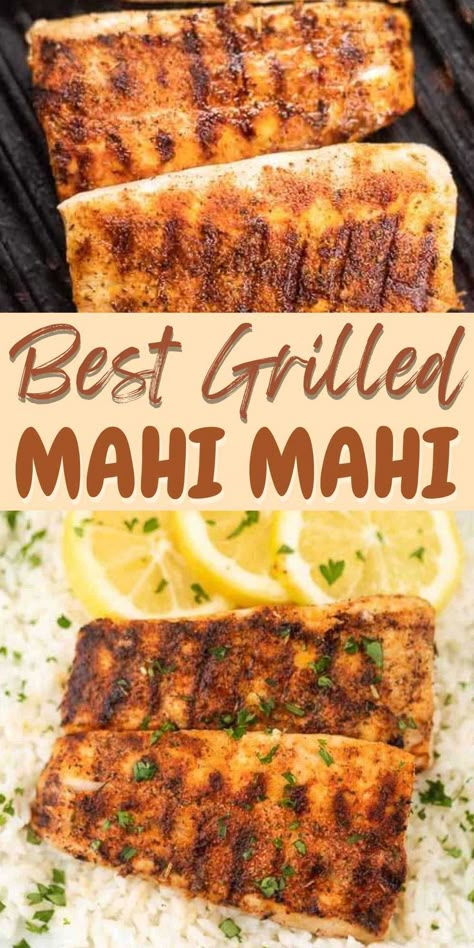 Easy Grilled mahi mahi recipe is so easy to make and you only need a few simple ingredients. Get dinner on the table fast with hardly any cleanup. Toss a few side dishes on the grill like Grilled Vegetable Foil Pack Recipe or Foil Pack Grilled Potatoes to make a great meal in minutes. #eatingonadime #grilledmahimahi #easyseafood Grilled Fish Dinner Ideas, Grilled Mahi Mahi Recipes Simple, George Foreman Grill Recipes Fish, Marinade For Mahi Mahi, Fish Recipes Mahi Mahi, Easy Mahi Mahi Recipes, Grilled Mahi Mahi Recipes, Mahi Mahi Marinade, Side Dishes On The Grill