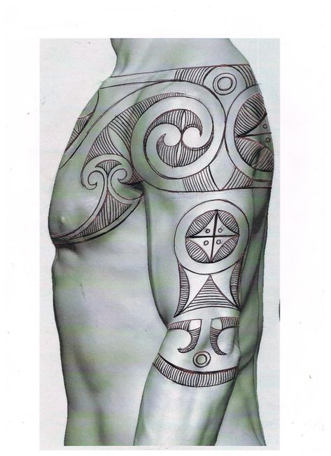 Tattoo based on Pictish tattooing from the 5th century Scotland. Pictish Tattoo Scotland, Celtic Designs Tattoo, Picts Tattoo, Scotland Tattoo Ideas, Scythian Tattoo, Saxon Tattoo, Anglo Saxon Tattoo, Pictish Tattoo, Pictish Art