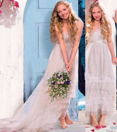 The wedding dress from Mamma Mia! Mamma Mia Wedding Dress, Mia Wedding Dress, Mamma Mia Wedding, Donna Sheridan, Movie Wedding Dresses, Tv Weddings, Wedding Dresses Hippie, Wedding Movies, Hippie Wedding