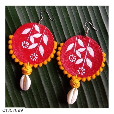 For order Dm me on instagram👉 @seasonbella plz follow me Mdf Jewellery, Bangles Craft, Simple Earing, Mdf Earrings, Earrings Drawing, Paint Jewelry, Festive Jewellery, Diy Earrings Materials, Diy Jewelry Set