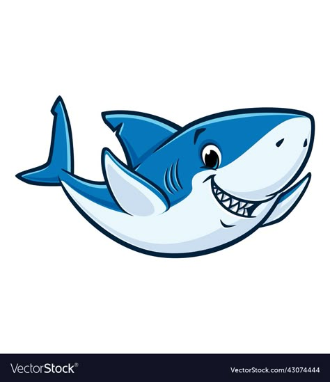 Shark Vector Illustration, Shark Illustration Cute, Cute Shark Drawing, Different Types Of Sharks, Shark Png, Shark Clipart, Smiling Shark, Shark Images, Shark Cartoon