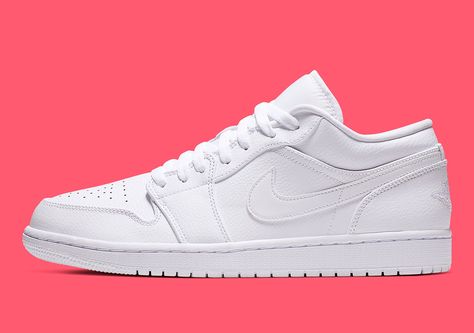 Jordan 1 Low Triple White 553558-112 Release Info | SneakerNews.com All White Outfit Men, White Outfit Men, Jordan 1 Low Triple White, All White Jordans, Retro 4 Jordans, Nike Air Jordan Low, Air Jordan 1 White, Air Jordan 1 Low White, Jordan 1 Low White