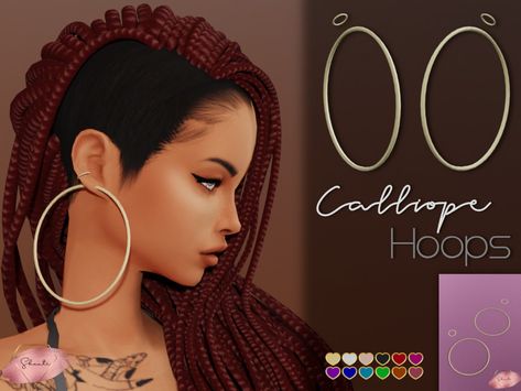 Shanti_'s Calliope Hoops Sims 4 Hoop Earrings, Sims Earrings, Sims4 Makeup, Sims4 Accessories, Sims 4 Cc New, Ts4 Accessories, New Sims 4 Cc, Sims Accessories, Sims 4 Female Cc