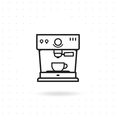 Espresso Machine Sketch, Coffee Machine Tattoo, Espresso Machine Tattoo, Espresso Tattoo, Tiny Embroidery, Machine Logo, Logo Coffee, Couple Tattoo, Coffee Stickers