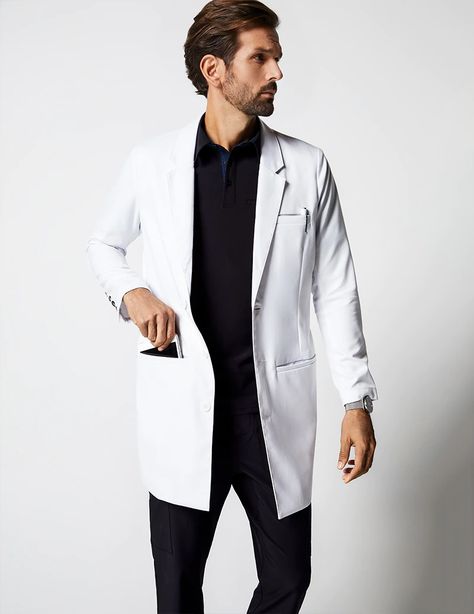 Lab Coats For Men, Men's Lab Coat, Áo Blu, Doctor Coat, White Lab Coat, Doctor Outfit, Scrubs Outfit, Mens Scrubs, Medical Outfit