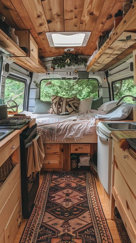 Dreamy van life ✨✨ #VanLife #BohoMood #FairyLights #vanlife #mood Van Life Aesthetic Interior, Small Van Life Interior, Cozy Van, Van Aesthetic, Small Travel Trailer Remodel, Small Camper Interior, Trailer Inspiration, Small Travel Trailer, Van Life Aesthetic