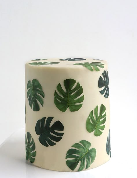 Leaf Cake Design, Tropical Leaf Cake, Monstera Leaf Cake, Palm Leaf Cake, Leaves Cake, Tropical Cake Design, Plant Cake Design, Tropical Cakes, Leaf Cake