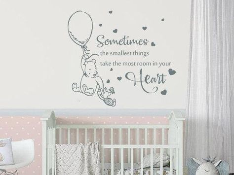 Heart Nursery, Pooh Nursery, Nursery Stickers, Winnie The Pooh Nursery, Baby Room Themes, Kids Room Wall Decals, Classic Winnie The Pooh, Quote Decor, Baby Nursery Ideas