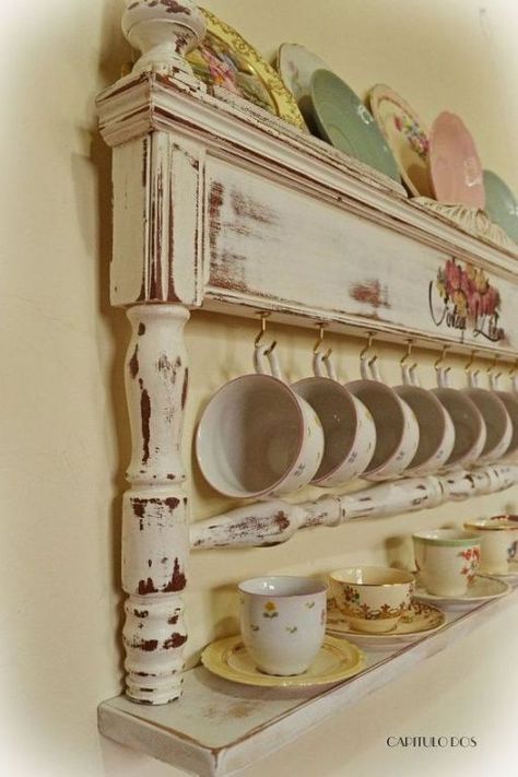 Chic Kitchen Decor, Shabby Chic Kitchen Decor, Morning Wood, Shabby Chic Dresser, Wood Floating Shelves, Repurposed Items, Shabby Chic Kitchen, Chic Kitchen, Farm Style