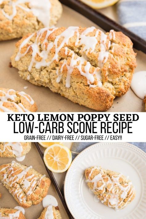 Lemon Scones Recipe, Lemon Poppy Seed Scones, Drop Scones, Baking With Coconut Flour, Scones Recipe Easy, Lemon Scones, Lemon Poppy Seed, Lemon Poppy, Lemon Glaze