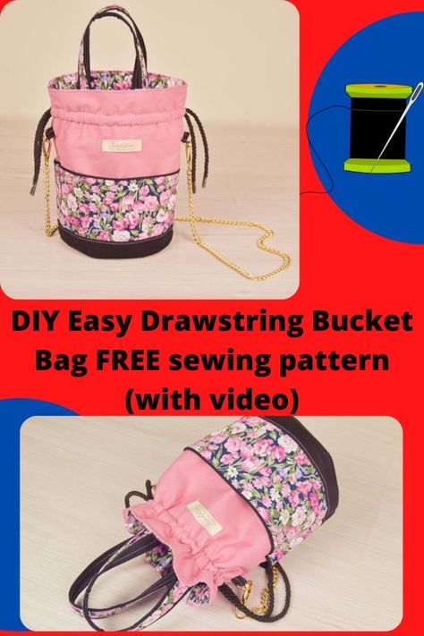 Bucket Bag Diy, Bag Free Sewing Pattern, Bucket Bag Pattern, Backpack Pattern Sewing, Sewing Handbag, Purse Crafts, Bag Pattern Free, Free Sewing Pattern, Modern Bag