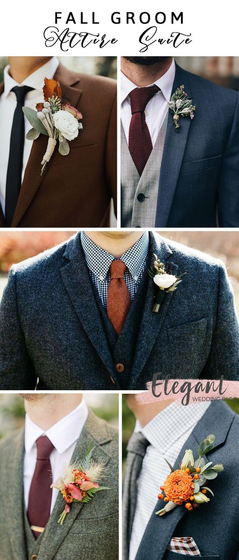 cool fall wedding groom styles Fall Wedding Groom Suit, Autumn Groom Suit, Groomsmen Attire Fall Wedding, Fall Groom Attire, Fall Wedding Groom, Fall Groomsmen, Fall Wedding Suits, Fall Wedding Sign, Groomsmen Colours