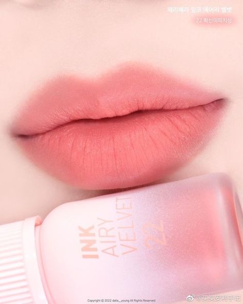 peripera airy ink velvet 22 Peach Lipstick Makeup, Peripera Airy Ink Velvet, Ink Airy Velvet Lip Tint, Ink Airy Velvet, Lips Products, Makeup Vanity Decor, Ink Velvet, Velvet Lip Tint, Cute Lipstick