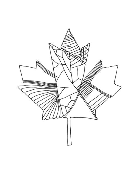 Maple Leaf Tattoos, Abstract Line Drawing, Canada Maple Leaf, Canadian Maple Leaf, Leaf Outline, Colouring Page, Canadian Maple, Ink Brush, Leaf Coloring