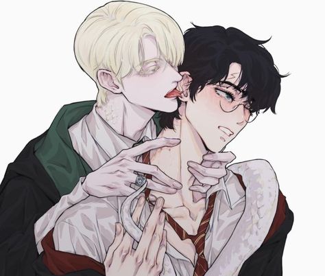 Darry Fanart, Drarry Fanart, Funny Harry Potter Jokes, Harry Draco, Gay Harry Potter, Buku Harry Potter, Harry Potter Artwork, Harry Potter Comics, Harry Potter Draco Malfoy