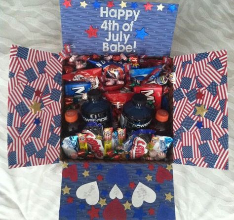 4th of July Military | Fourth of July Care Package Deployment Packages, Missionary Care Packages, Captain America Birthday, Care Package Ideas, Birthday Care Packages, Deployment Care Packages, Military Care Package, Birthday Wishes For Boyfriend, Box Of Sunshine