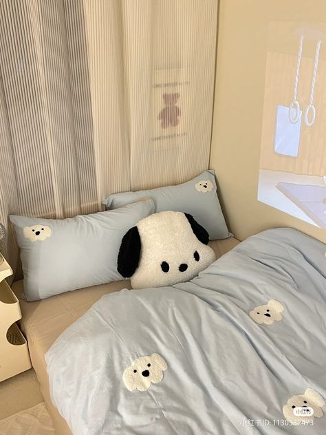 Pochacco Room Ideas, Pochacco Bedroom, Pochacco Decor, Pochacco Room, Pochacco Aesthetic, White Room Decor, Cute Bedroom Decor, Cute Room Ideas, Cozy Room Decor