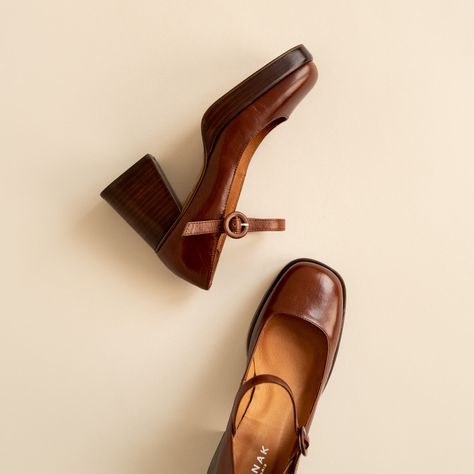 Women Heeled mary janes with platform in aged brown leather | Jonak Heeled Mary Janes, Brown Mary Janes, Unique Models, Wide Heels, Shoe Inspo, Brown Heels, Swag Shoes, Mary Jane Heels, Pretty Shoes