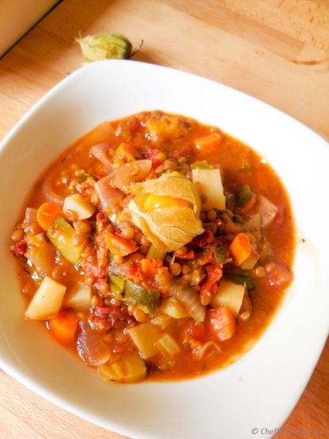 Vegetable Goulash Recipe | ChefDeHome.com Lentil Goulash, Vegetable Goulash, Autumn Veggies, Comfort Soups, Recipe Vegetables, Autumn Vegetables, Goulash Soup, Fall Favorites Recipes, Fall Veggies