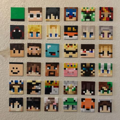 Dsmp Painting Canvas, Cute Minecraft Paintings, Dreamsmp Room Ideas, Minecraft Acrylic Painting, Canvas Panel Painting Ideas, Mcyt Room Decor, Dsmp Painting Ideas, Minecraft Painting Ideas On Canvas, Pixel Art Room Decor