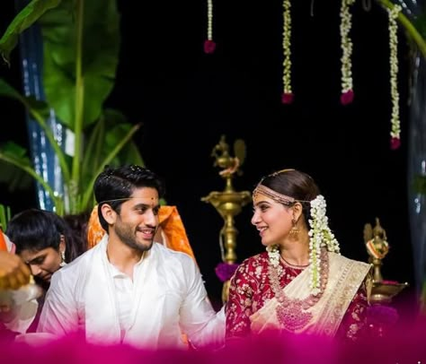 Samantha Photos In Saree, Samantha Marriage, Ye Maaya Chesave, Groom In White, Shaadi Aesthetic, Marriage Saree, Celeb Wedding, Aesthetic Saree, Celebrity Pregnancy