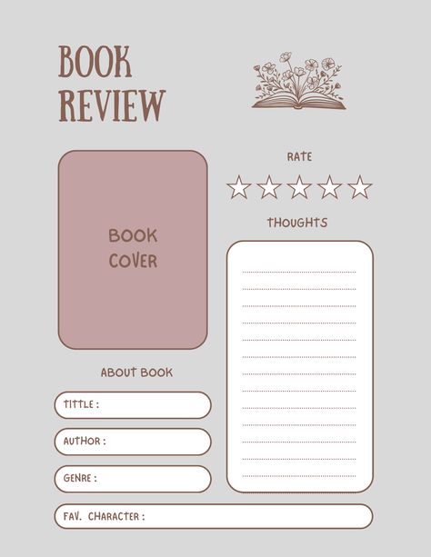 book review aesthetic, book review bullet journal, book review design, book review examples, book review templates Book Journal Free Printable, Review Template, Books Template, Book Review Template Free Printable, Book Summary Template, Book Review Page, Book Review Template Aesthetic, Book Review Aesthetic, Book Series Review Template