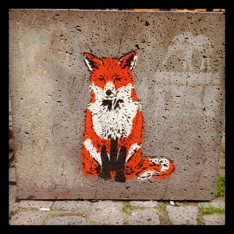 street fox Red Foxes, Street Wall, Street Wall Art, Street Art Graffiti Murals, 3d Chalk Art, Fantastic Mr Fox, Best Street Art, Mr Fox, Graffiti Murals