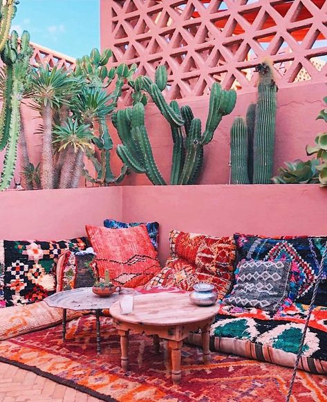 Pool • Instagram Moroccan Garden Ideas, Moroccan Outdoor Decor, Morocco Decor, Moroccan Garden, Outdoor Seating Area, Bohemian House, Easy Living, Marrakech Morocco, Design Hotel