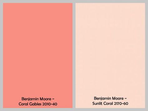 ace benjamin moore coral gables  paint color Pale Coral Paint, Coral Pink Paint Colors, Coral Pink Bathroom, Coral Paint Color, Peach Paint Colors, Coral Paint Colors, Coral Paint, Light Coral Color, Coral Room