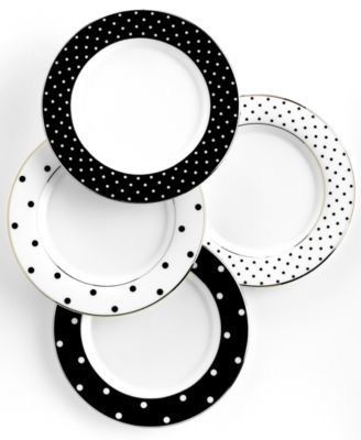 Tidbit Plates, Polka Dot Decor, Kate Spade Inspired, Keramik Design, White Plates, Black N White, Dinnerware Set, Fine China, Plate Sets