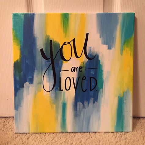 One Word Canvas Painting, Easy Painting Ideas On Canvas Quotes, Love Yourself Canvas Painting, You Are Loved Painting, Easy Group Painting Ideas On Canvas, Crazy Canvas Painting, Canvas Paintings With Quotes, Painting On Love, Diy Bedroom Painting Ideas Canvas