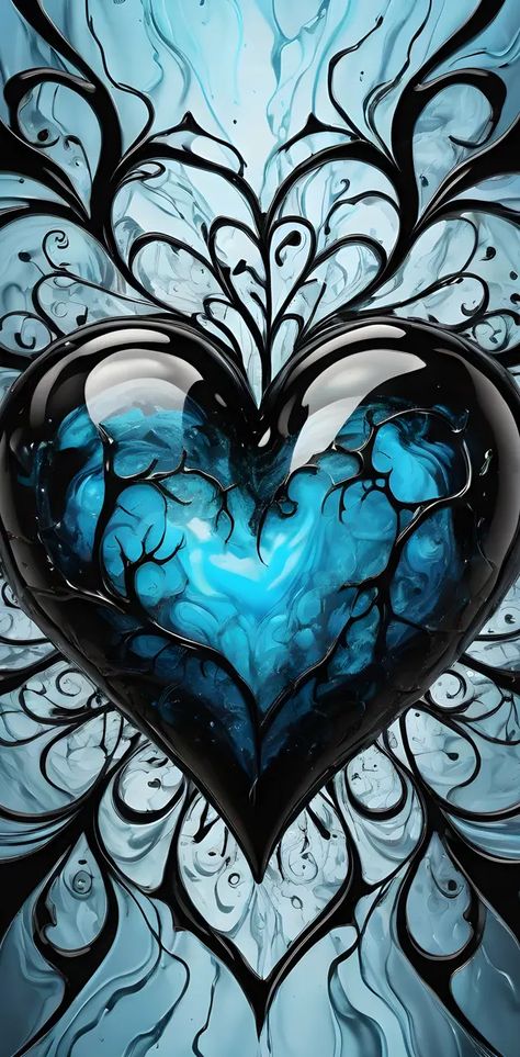 Ice Heart Wallpaper, Blue Heart With Eyes Wallpaper, Blue Hearts Aesthetic Wallpaper, Dark Blue Heart Wallpaper, Blue Hearts With Eyes Wallpaper, Black And Blue Heart Wallpaper, Ice Heart, L Wallpaper, Wallpaper Themes