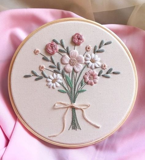 Zhinuk's Gallery Stitches Flower, Creative Embroidery Designs, Hand Stitches, Simple Hand Embroidery Patterns, Ribbon Embroidery Tutorial, Diy Embroidery Designs, Hand Embroidery Patterns Flowers, Diy Embroidery Patterns, Pola Kristik