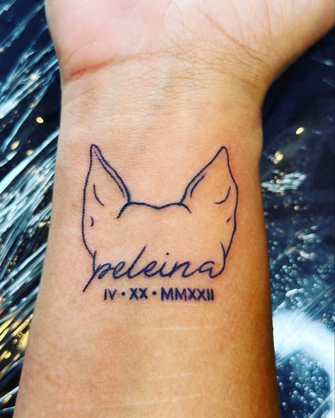 Past Dog Tattoo, Tattoos For Lost Pets Dogs, Tattoos For Your Dog Who Passed, Animal Remembrance Tattoo, Dog Passing Tattoo Ideas, Dog Rememberance Tattoo, Memory Dog Tattoos, Dog In Heaven Tattoo, Passed Dog Tattoo